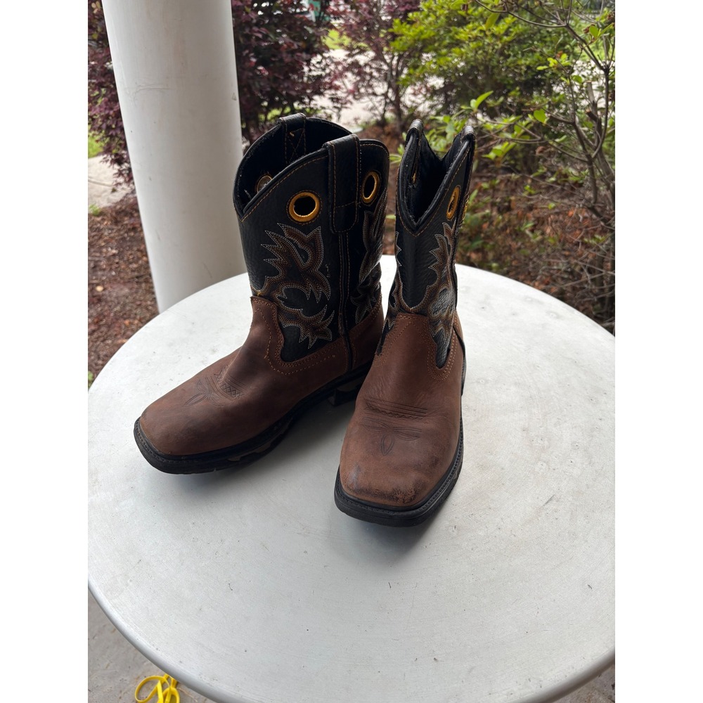 Dan Post Youth Brown Black Leather Square Toe Western Cowboy Boots DPC3690 5.5D